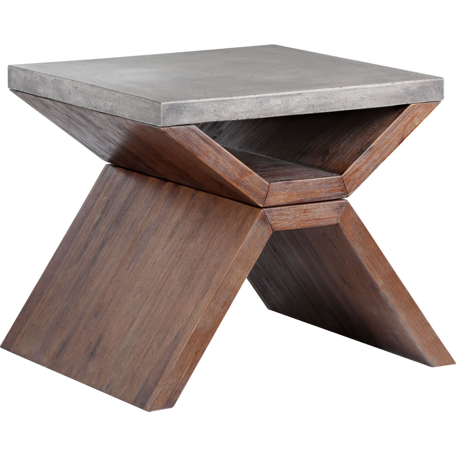Sunpan 100489 Vixen End Table w/ Concrete Top on Acacia Wood Base